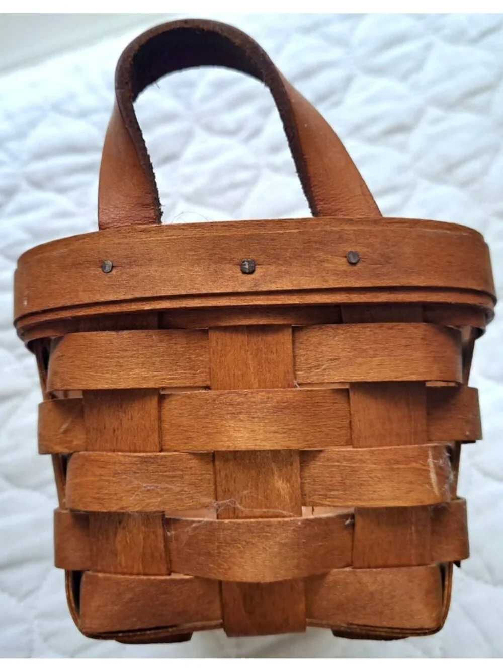 Longaberger Baskets Small Rectangle Basket w/Leather Handled 7